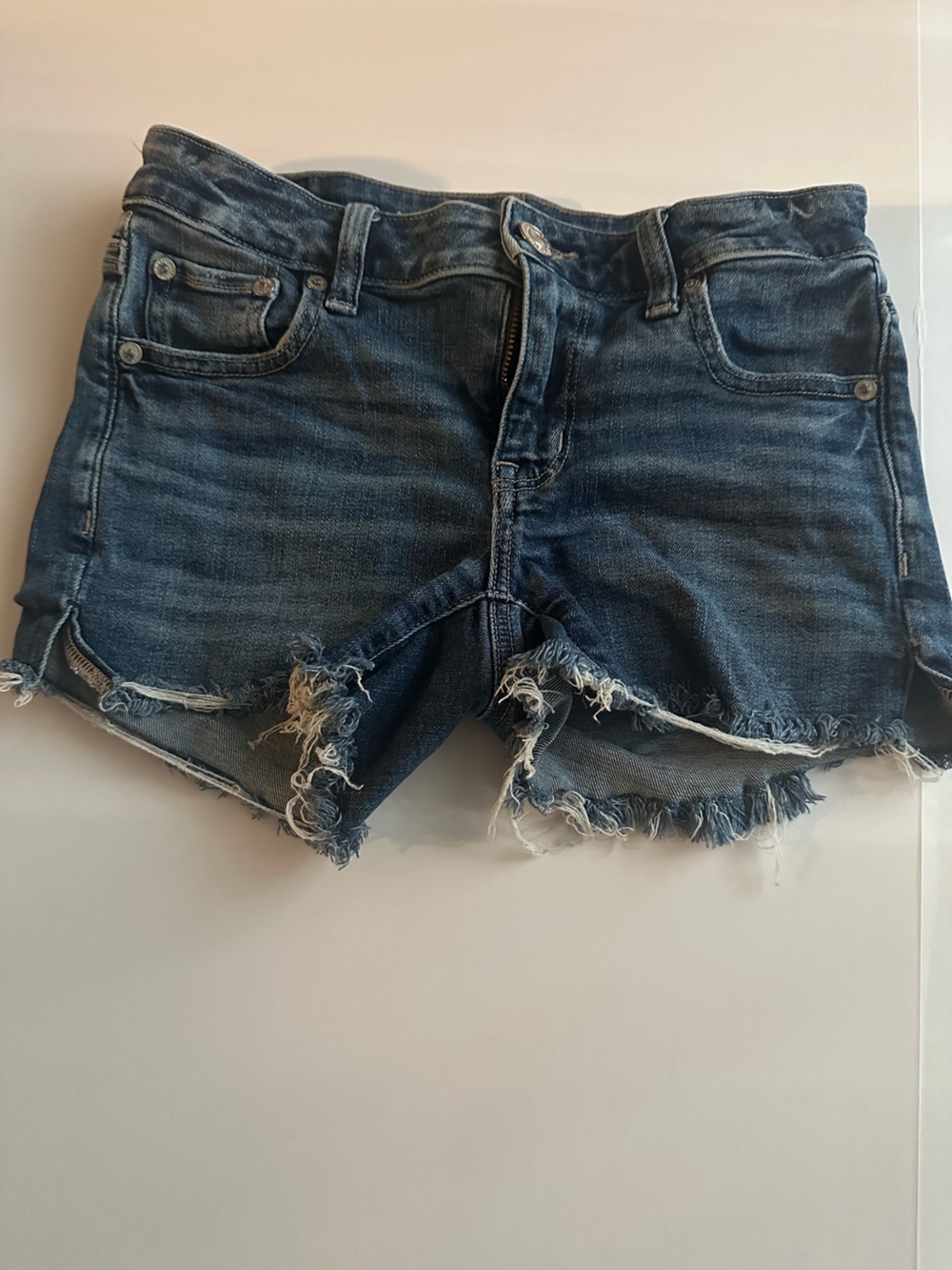 American Eagle Outfitters Dark Blue Distressed Denim Cutoff Shorts